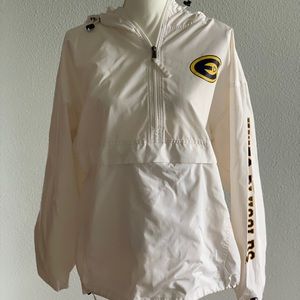 White UWEC Quarter Zip Windbreaker
